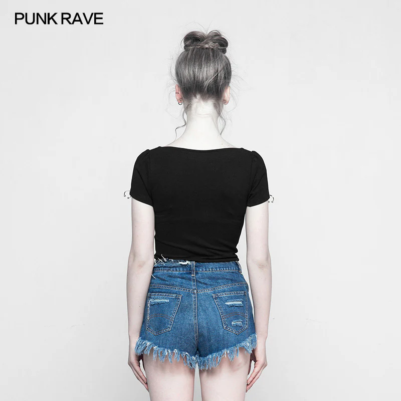 Personality Punk Top Square Collar Knit Cardigan T-shirt - Image 3
