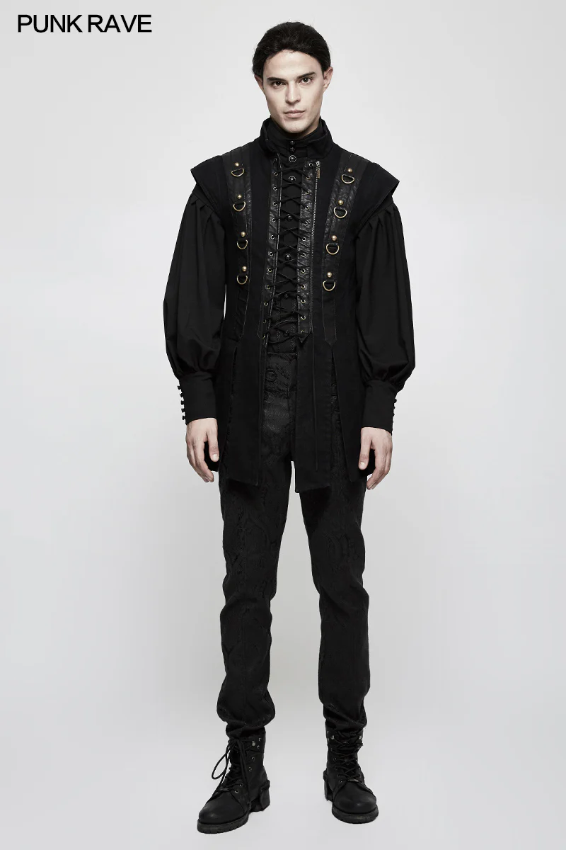 Personality Split Hem Leather Punk Vest For Men - Image 6