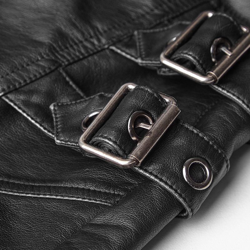 Personality Split Stitch Leather Punk Pants For Men - Image 5