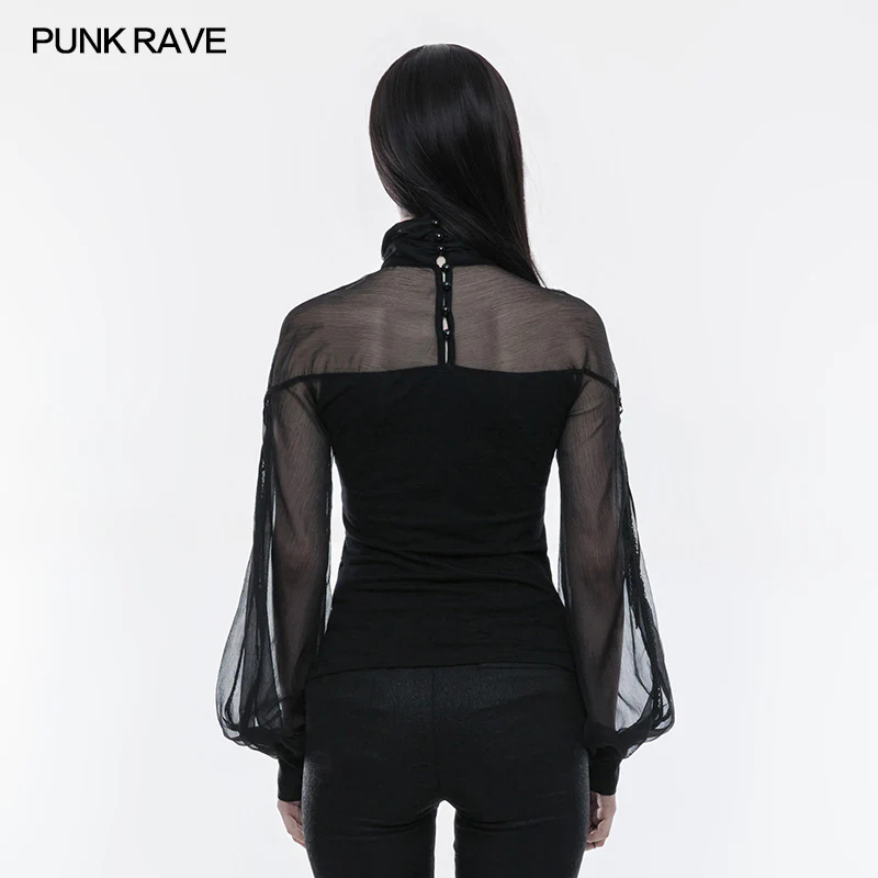 Perspective Lantern Sleeve Gothic T-shirt For Women - Image 3