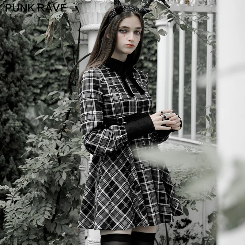 Plaid court collect waist dress - Image 2
