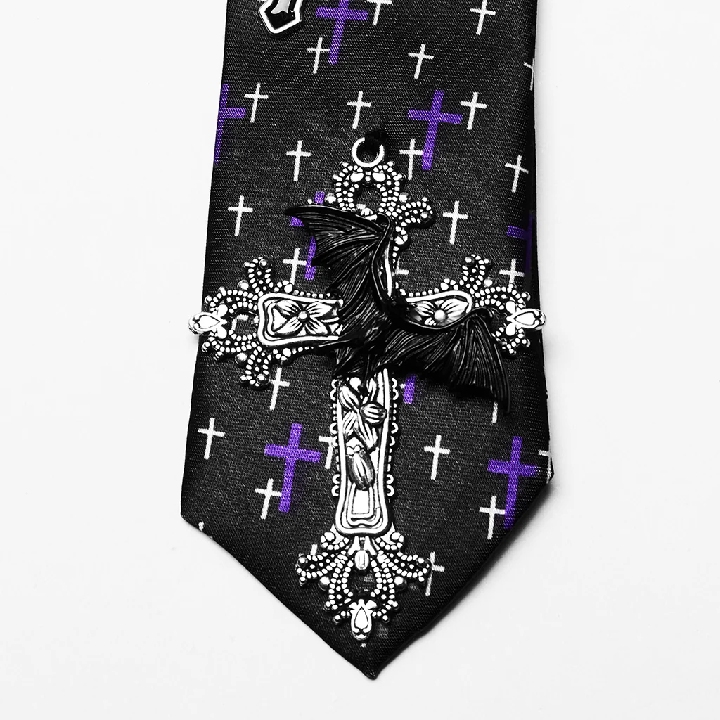 Punk 3D Metal Cross Tie - Image 8