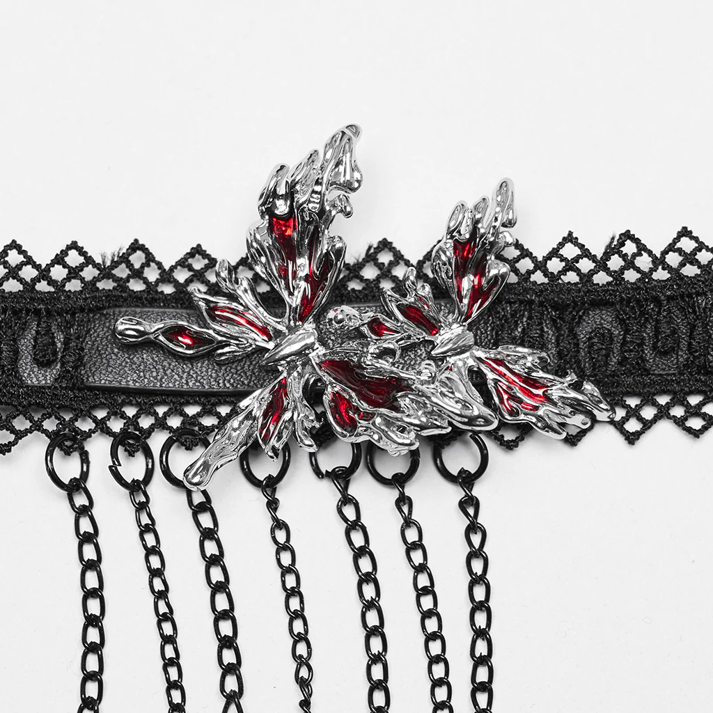 Punk Blood Butterfly Tassel Choker - Image 4
