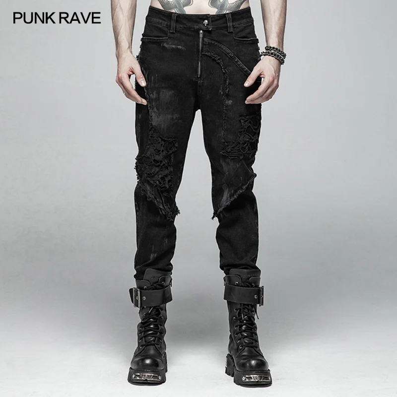 Punk Broken Hole Net Trousers