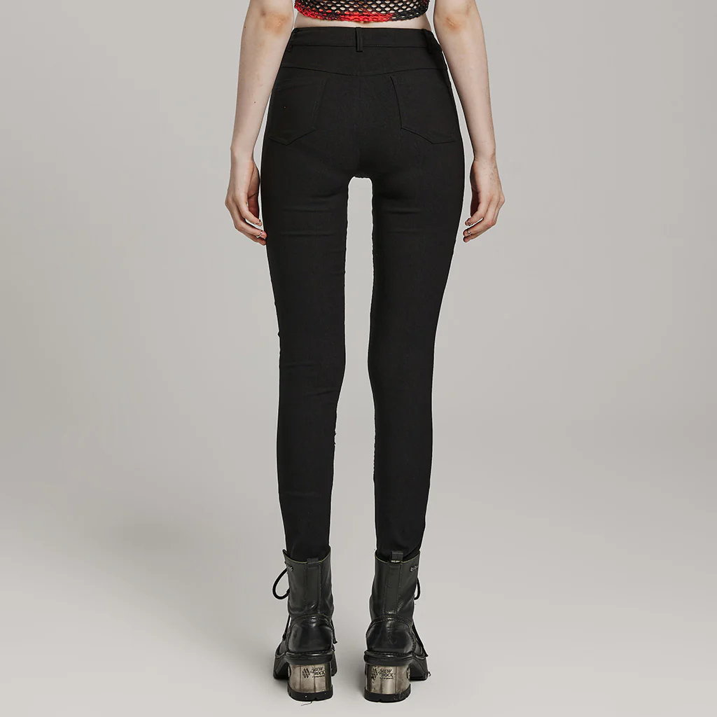 Punk burnt pattern hollow trousers - Image 4