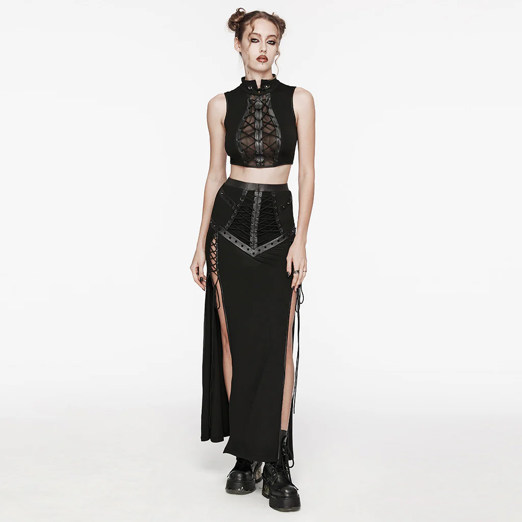 Punk cool drawstring slit skirt - Image 14