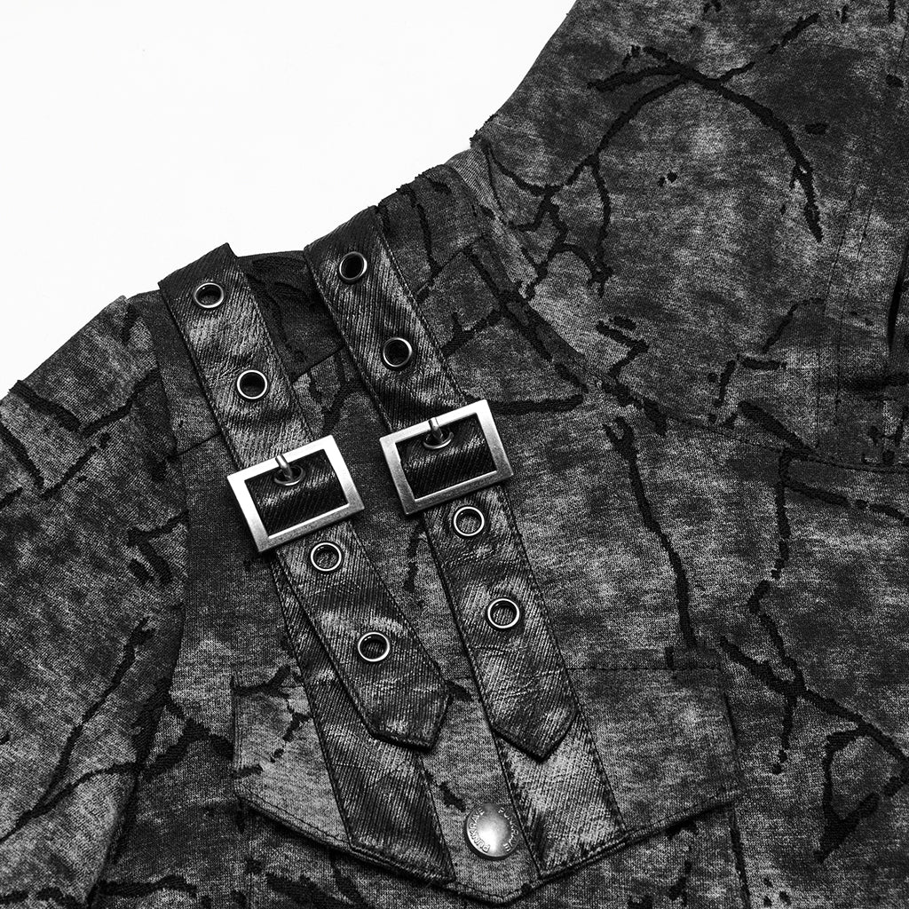 Punk Cracked Hooded T-shirt - Image 17