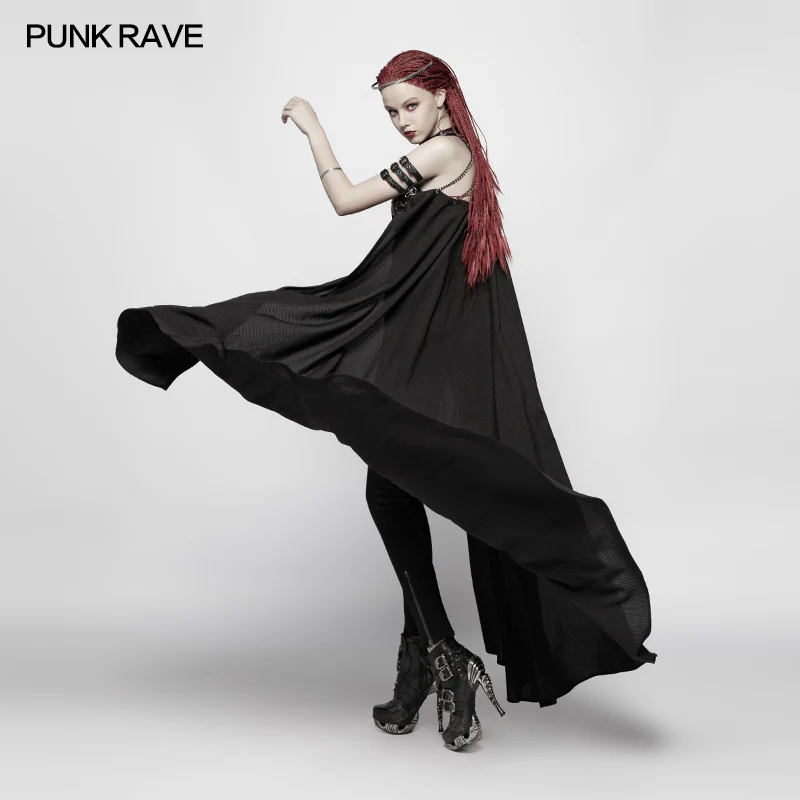 Punk Cross Long Cape With Chain - Image 2