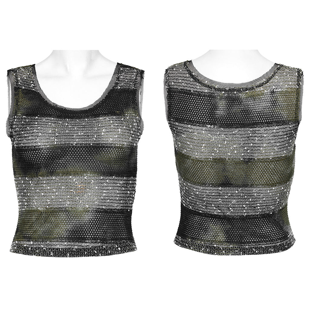 Punk daily striped mesh vest - Image 6