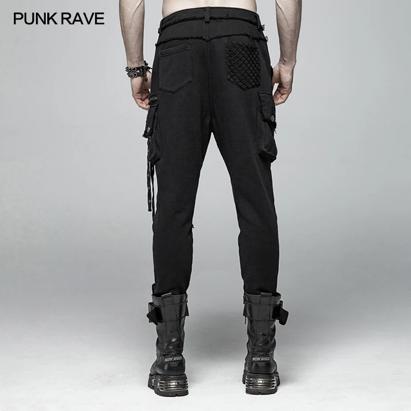 Punk Dark Knit Trousers Carrot Pants With Three-dimensional Pockets Decoration - Image 3