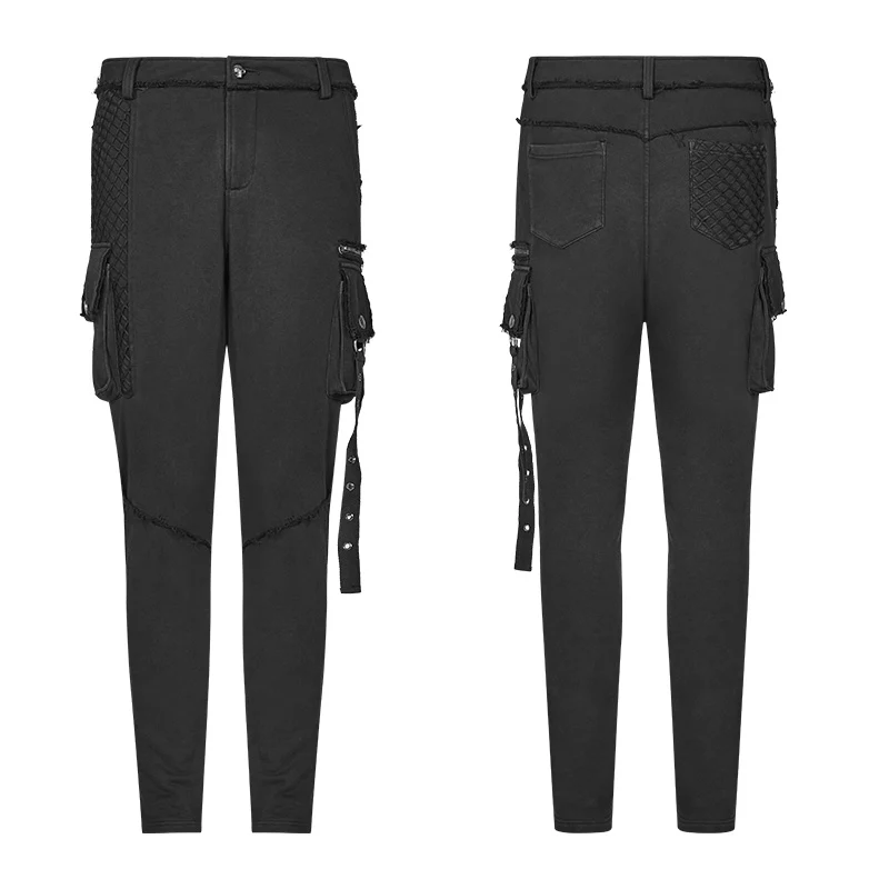 Punk Dark Knit Trousers Carrot Pants With Three-dimensional Pockets Decoration - Image 4