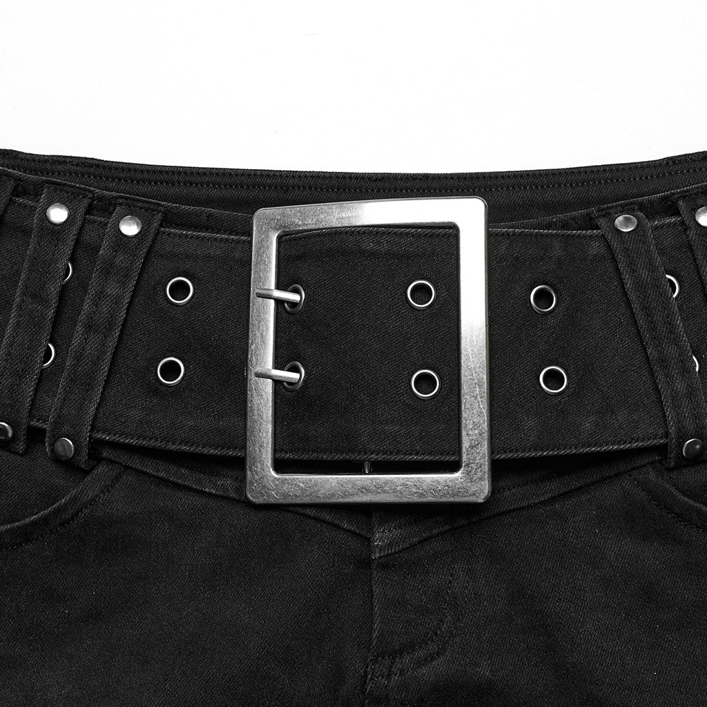 Punk denim metal buckle shorts - Image 7
