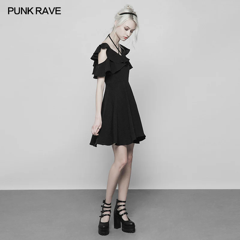 Punk Double Lotus Leaf Edge Bandage Dress - Image 2