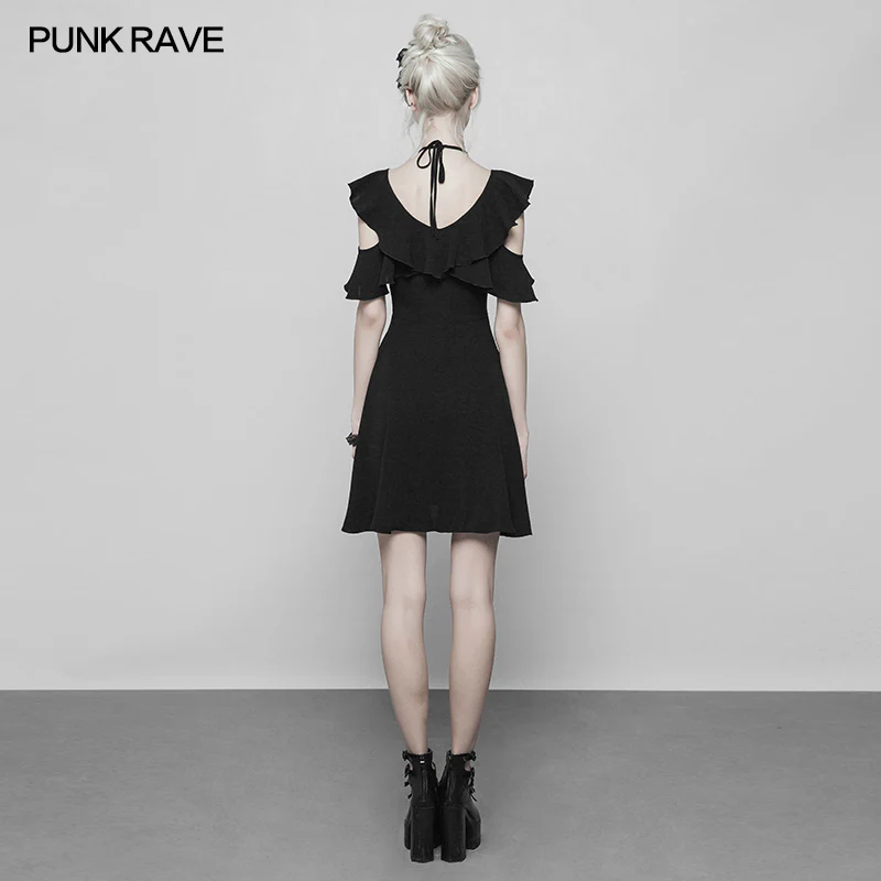 Punk Double Lotus Leaf Edge Bandage Dress - Image 3