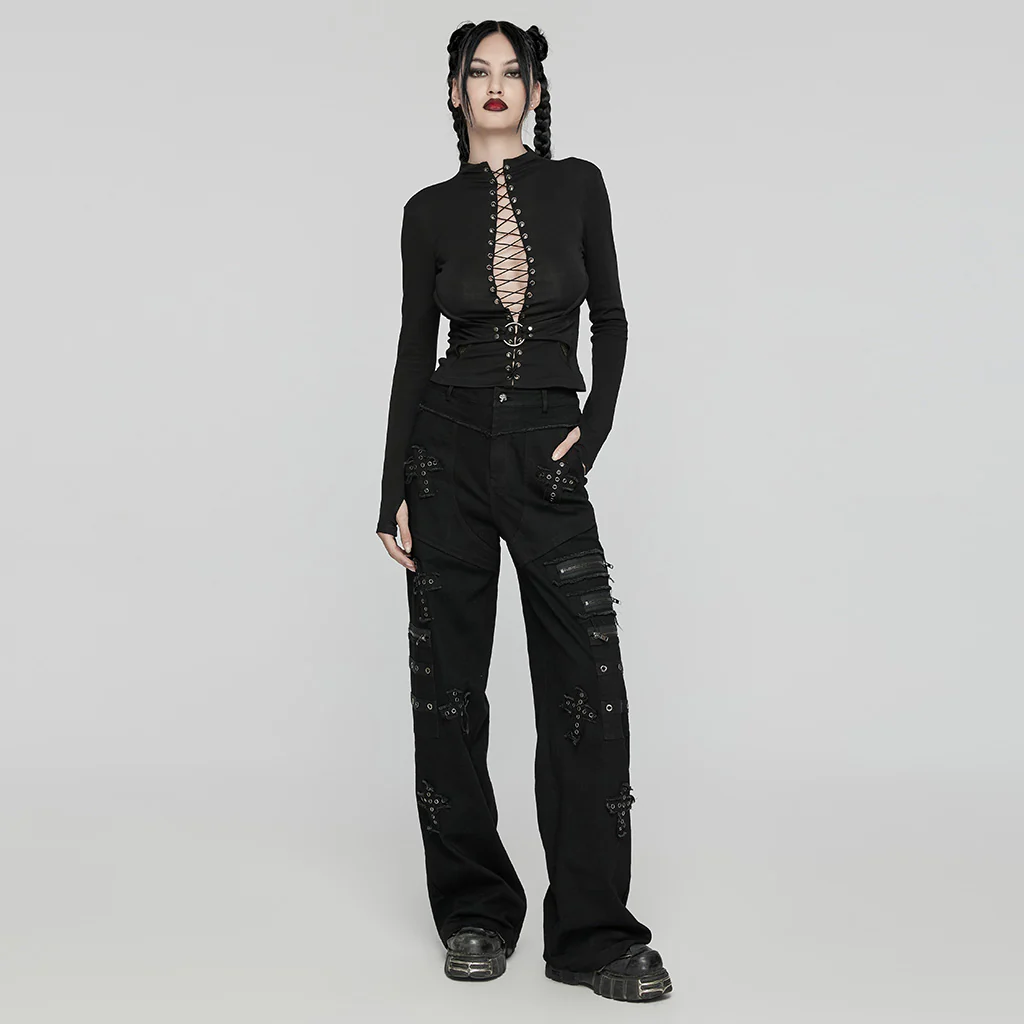 Punk drawstring structure T-shirt - Image 4