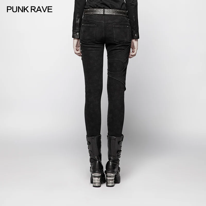 Punk Floral Denim Long Trousers Jeans - Image 3