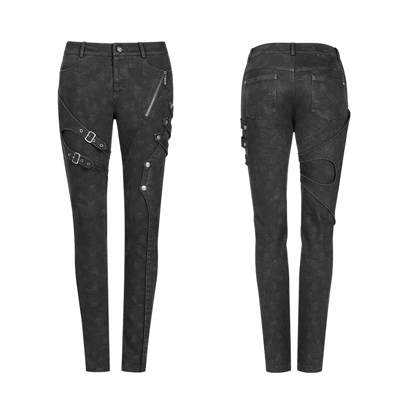 Punk Floral Denim Long Trousers Jeans - Image 4