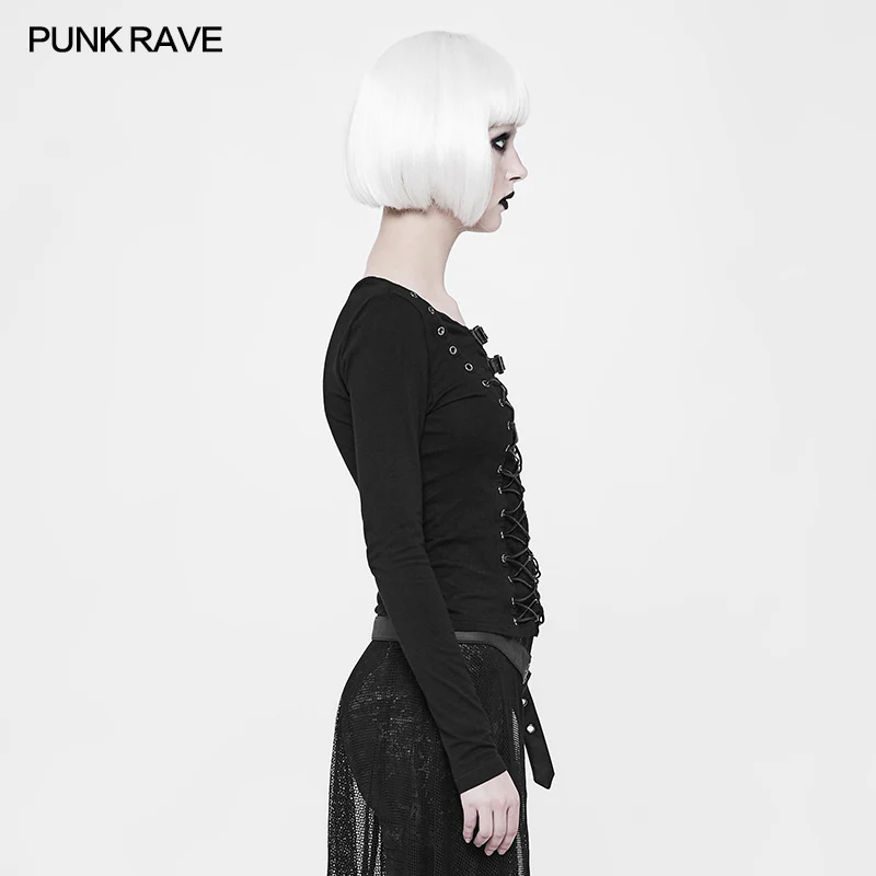 Punk Front Corn Wear Rope T-shirt For Women - Image 2