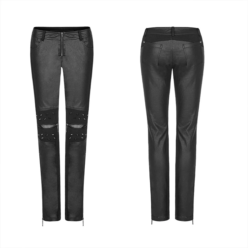 Punk Handsome Tight PU Leather Pants - Image 5