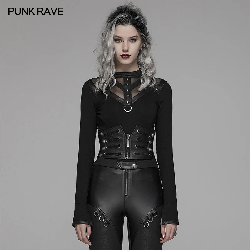 Punk Handsome Zipper Decoration Corset With Lace-up Back