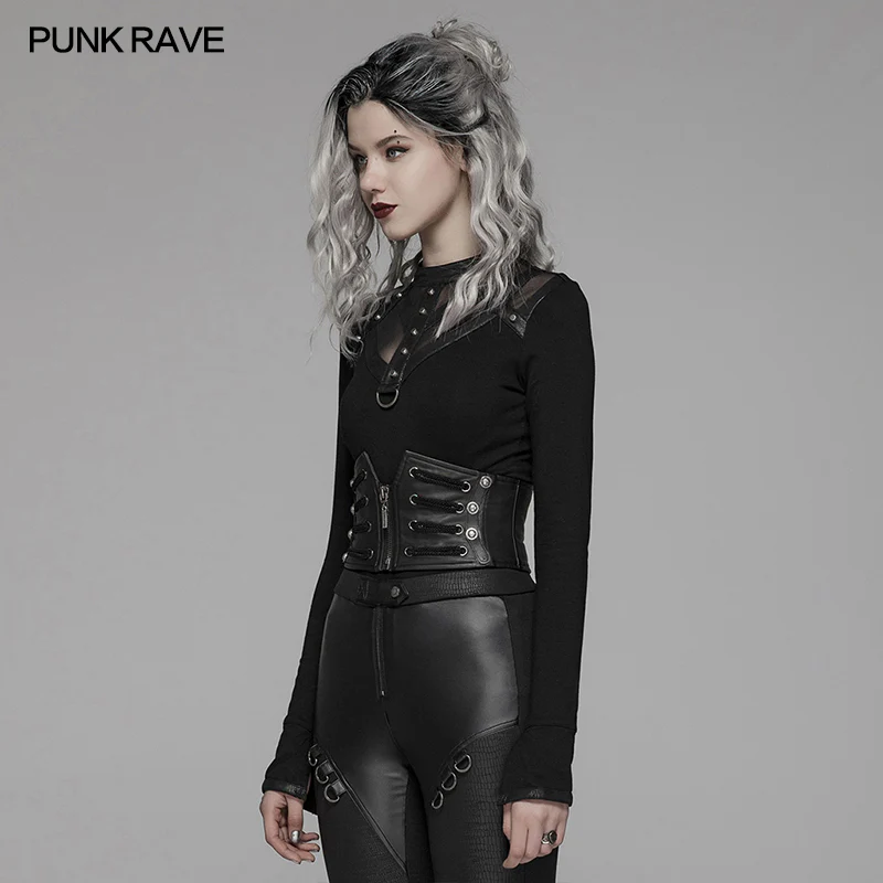Punk Handsome Zipper Decoration Corset With Lace-up Back - Image 2