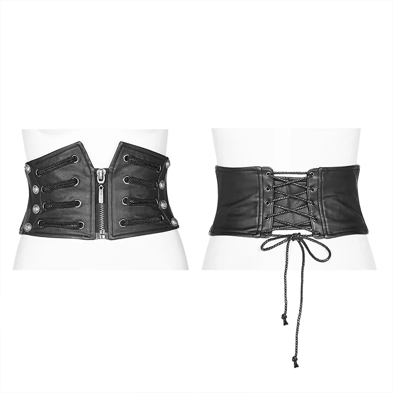 Punk Handsome Zipper Decoration Corset With Lace-up Back - Image 4