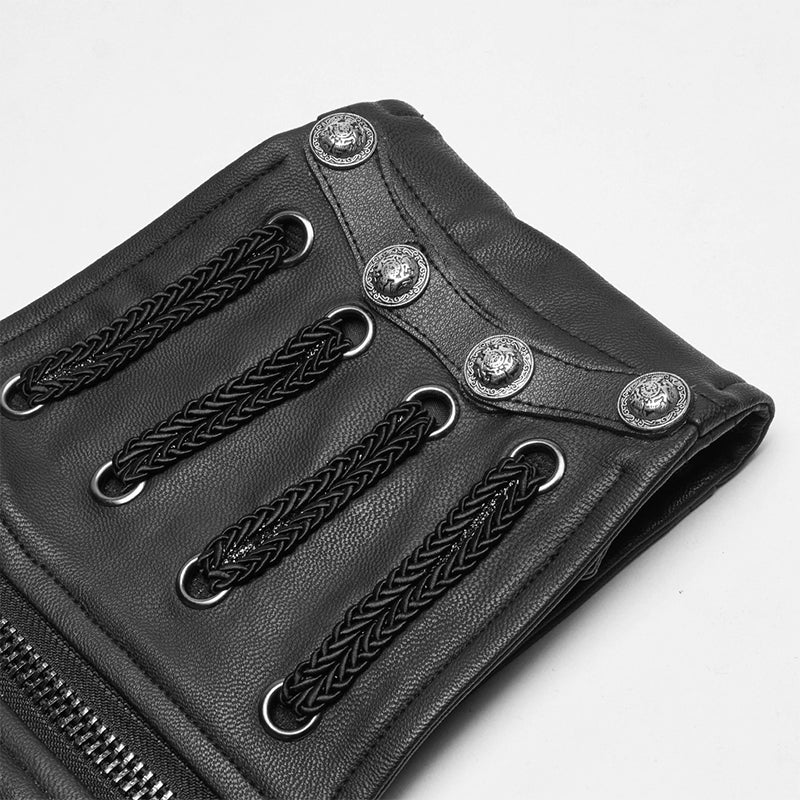 Punk Handsome Zipper Decoration Corset With Lace-up Back - Image 5