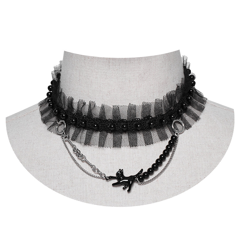 Punk Mesh Black Cat Choker - Image 5