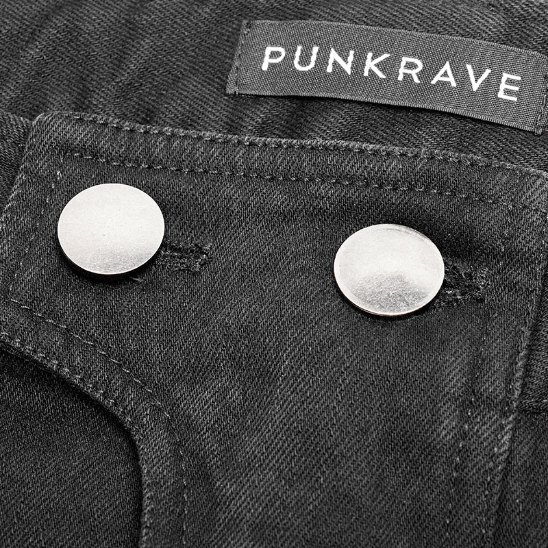 Punk Metal Pattern Buttons Splicing Pants Men's Uniform Trousers - Image 5
