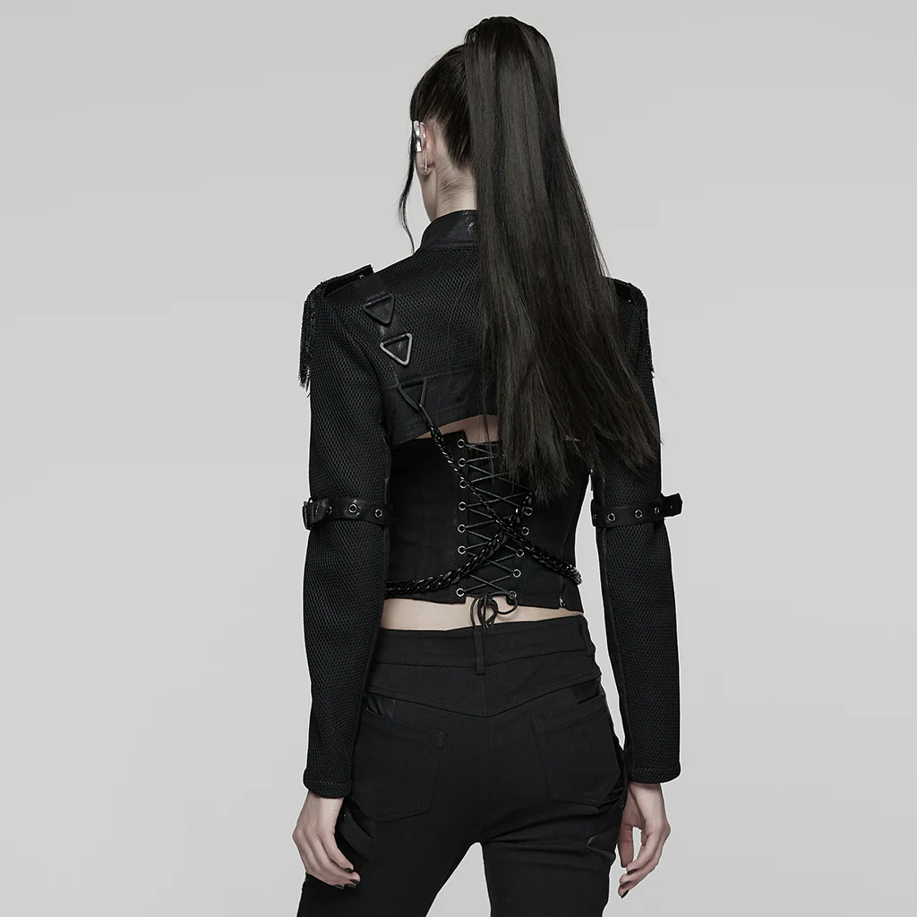 Punk Metal rock Ultra-Short Jacket For Women - Image 3