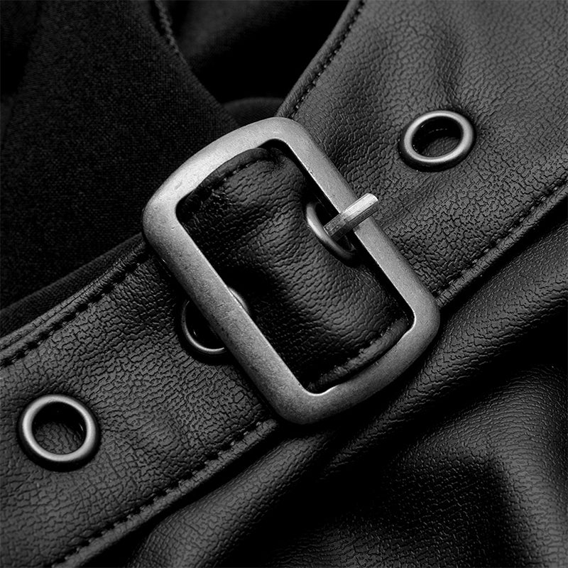 Punk modern technology PU leather knit dress - Image 5