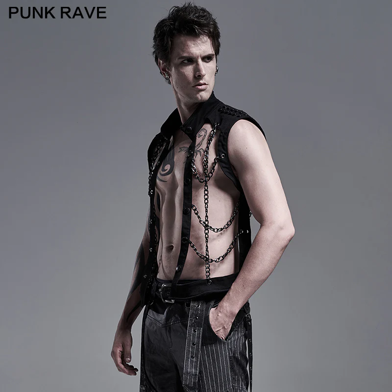 PUNK personality chain hollow-out vest - Image 2