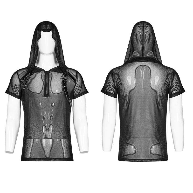 Punk Perspective Hooded Tulle T-shirt - Image 4