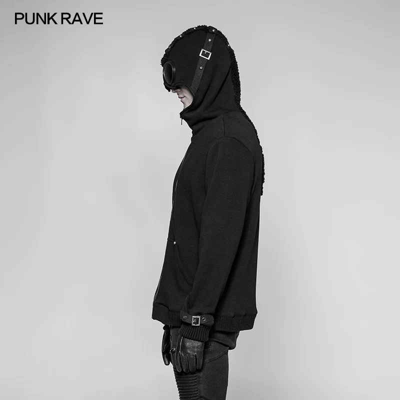 Punk Pilot Personality Hooded Jacket Cashmere Sweater Cardigan For Men - Image 2