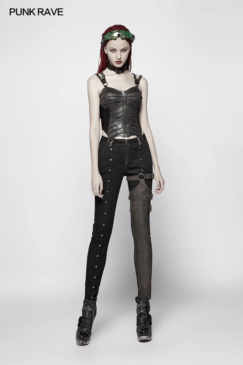 Punk PU Tight-fitting Short Corset With Cross Lace-up Back - Image 6