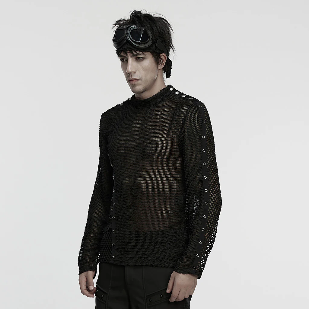 Punk Rebellious Sexy Mesh T-shirt - Image 2
