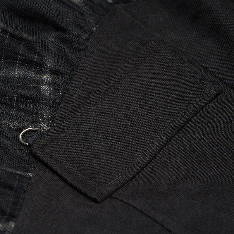 "PUNK" series mesh stitched plaid high-waisted skirt - Image 10