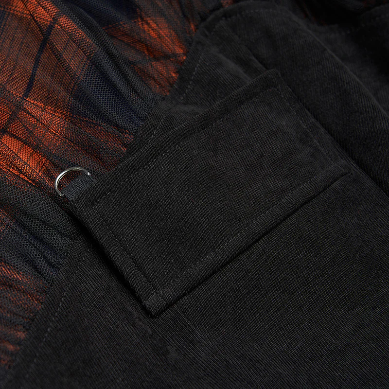 "PUNK" series mesh stitched plaid high-waisted skirt - Image 5
