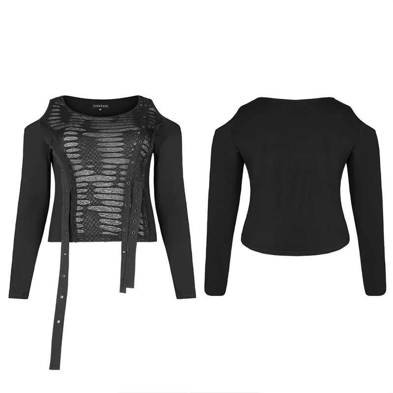 punk sexy cracked long-sleeved T-shirt - Image 4