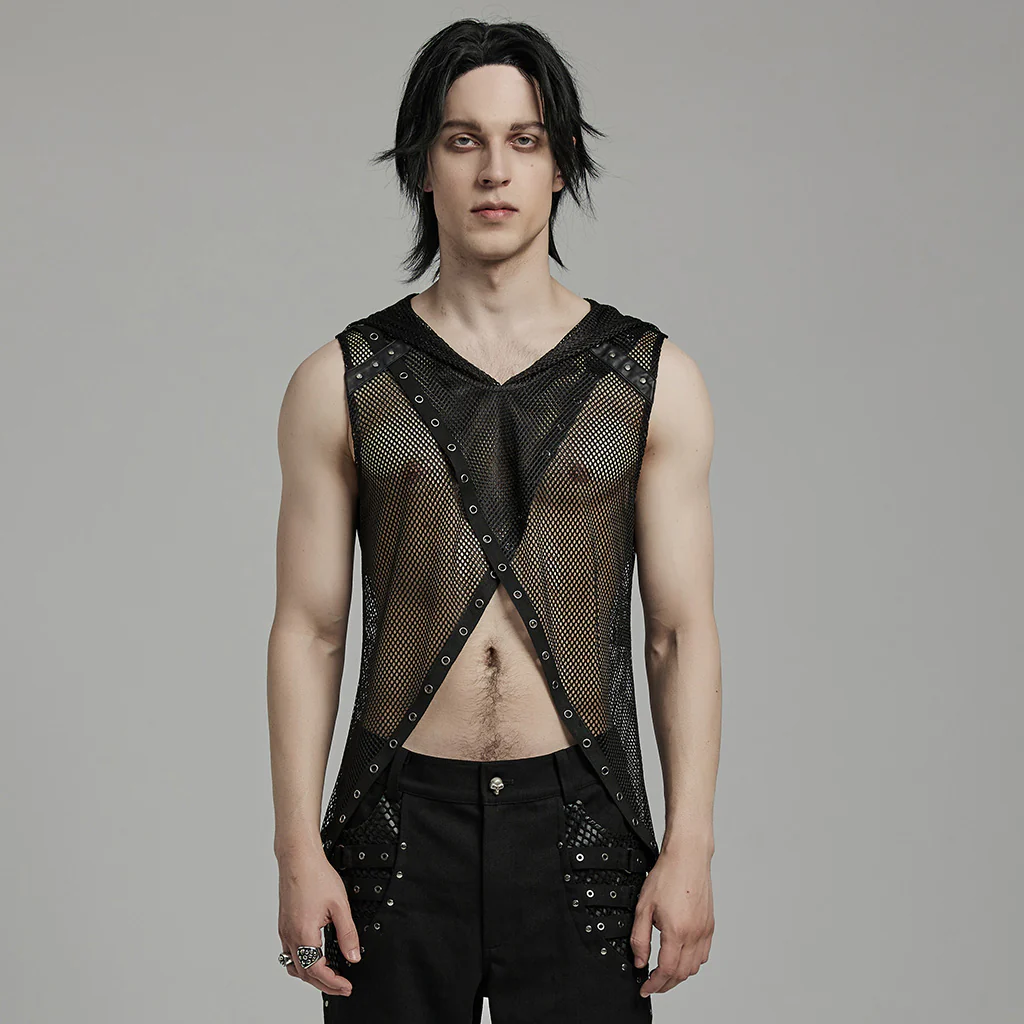 Punk Sexy hollow out hooded vest