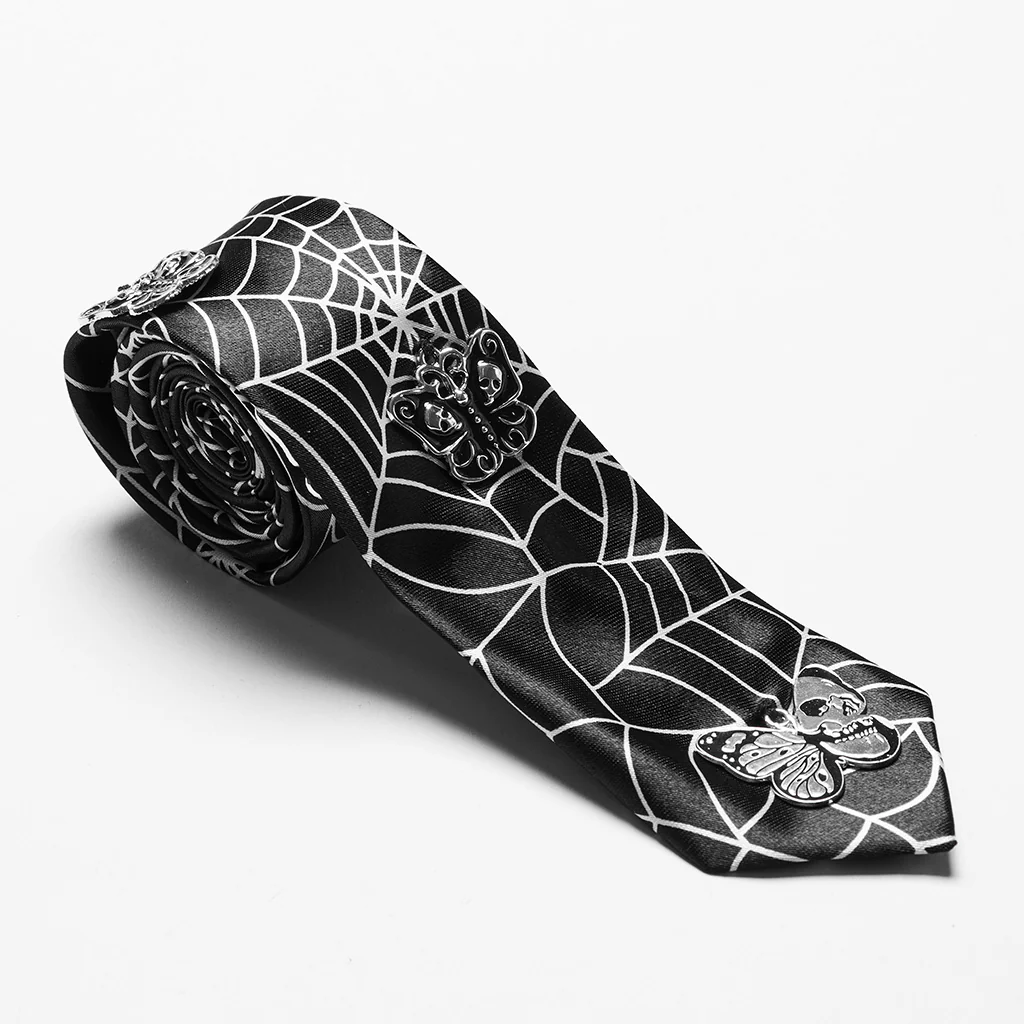 Punk Skeleton Spider Web Tie - Image 3