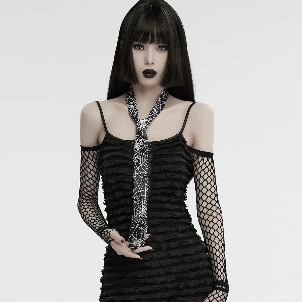 Punk Skeleton Spider Web Tie - Image 6