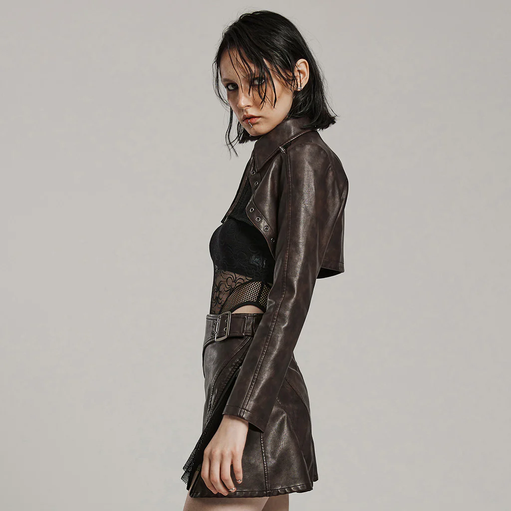 Punk Spikes Short Leather Jacket - Image 10