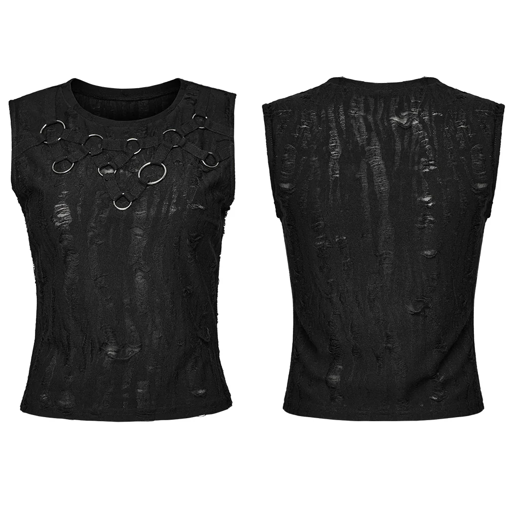 Punk tattered iron ring vest - Image 5