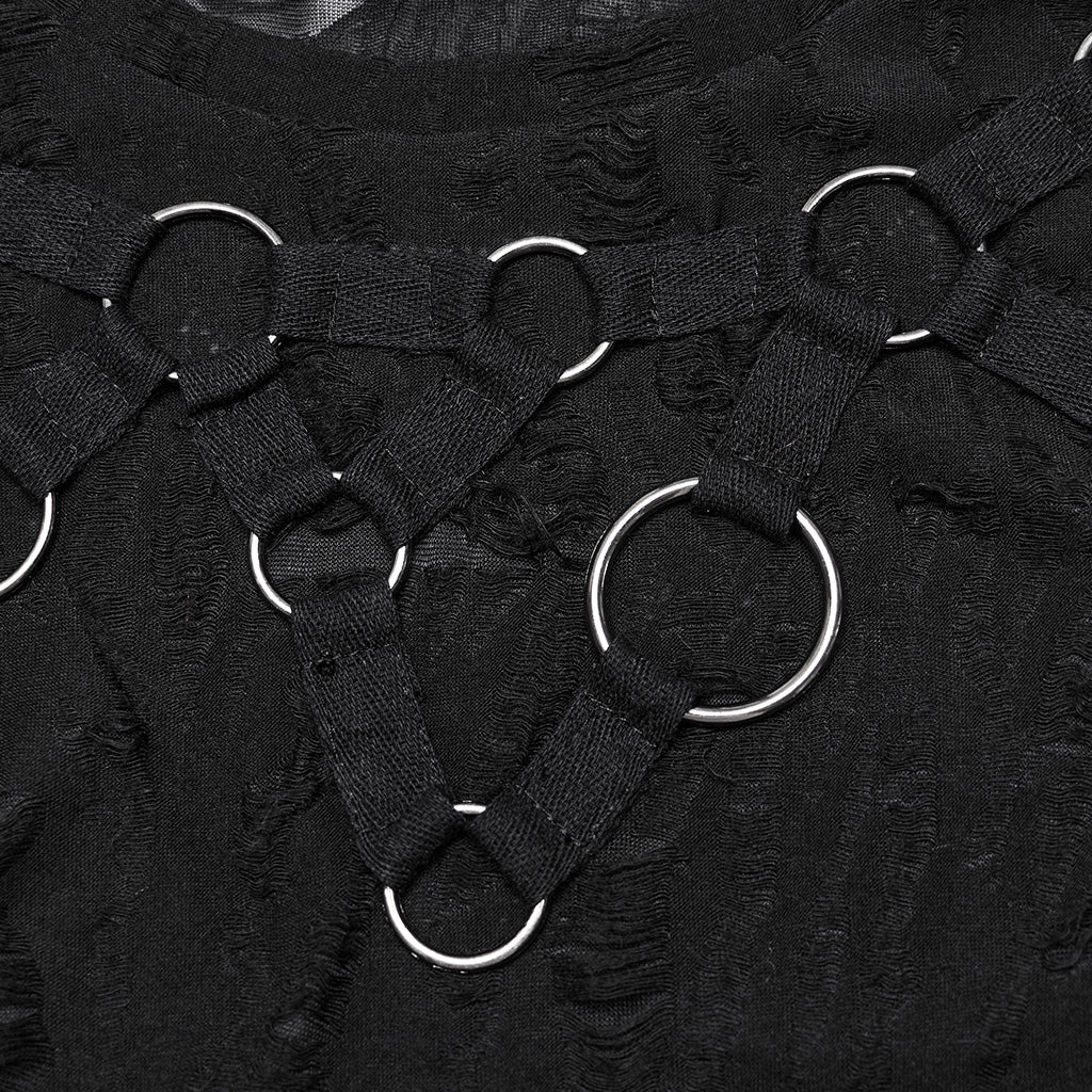 Punk tattered iron ring vest - Image 8