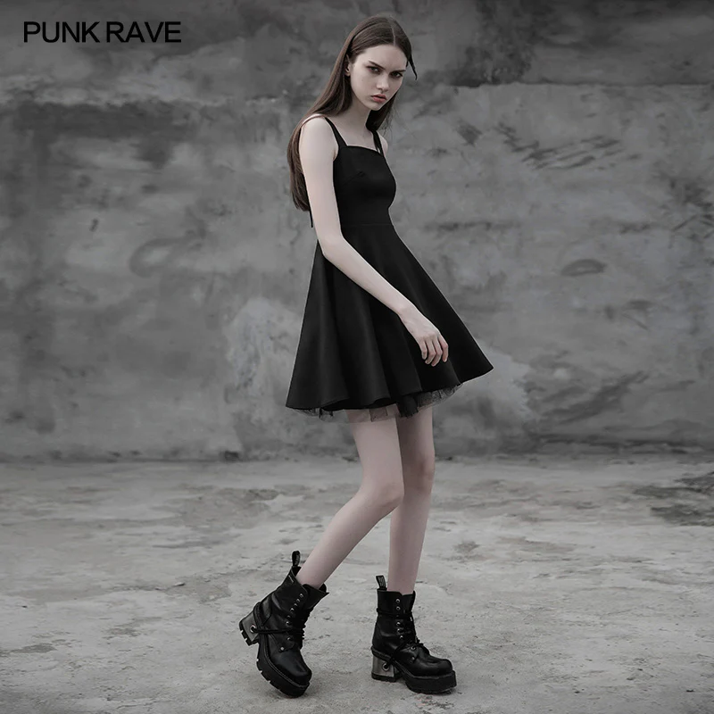 Punk Tie Rope Thick Chiffon Design Dress - Image 2