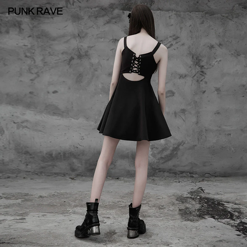 Punk Tie Rope Thick Chiffon Design Dress - Image 3