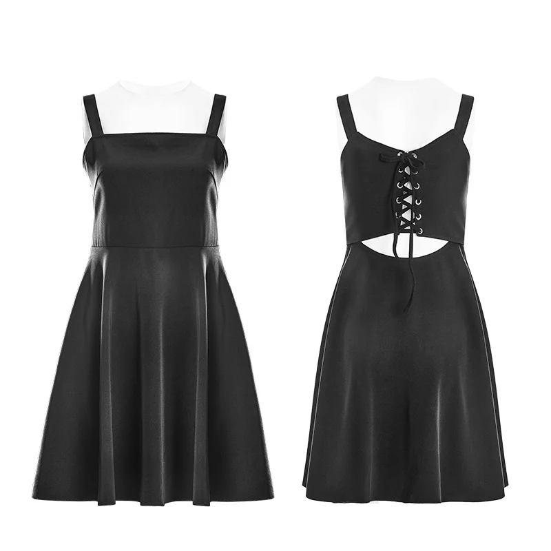 Punk Tie Rope Thick Chiffon Design Dress - Image 4