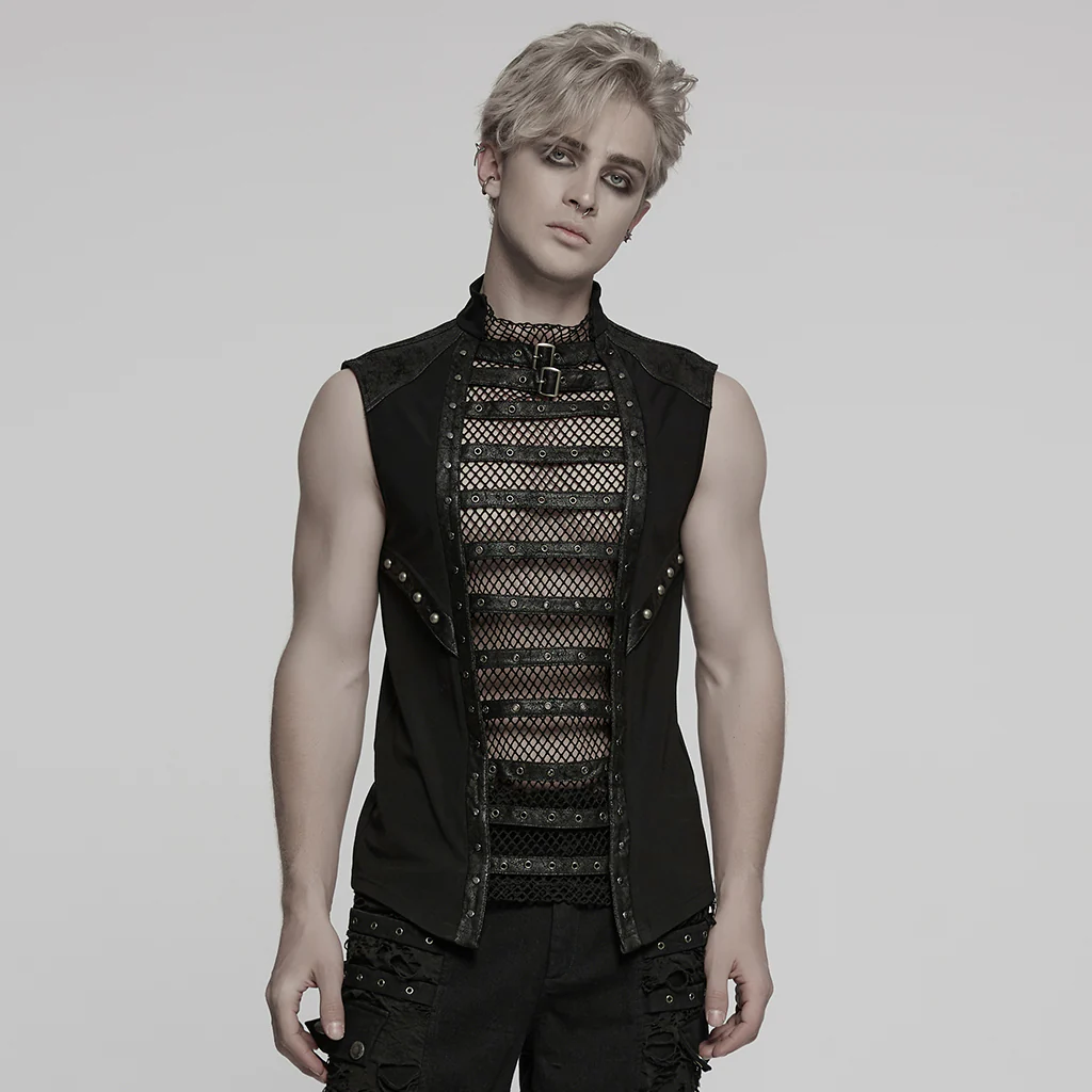 Punk visual personality mesh vest - Image 2