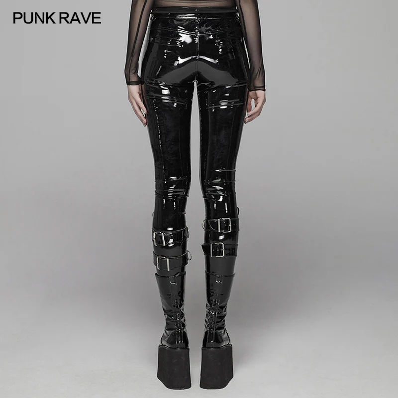 PUNK Winter Patent Velvet Leather Pants - Image 3
